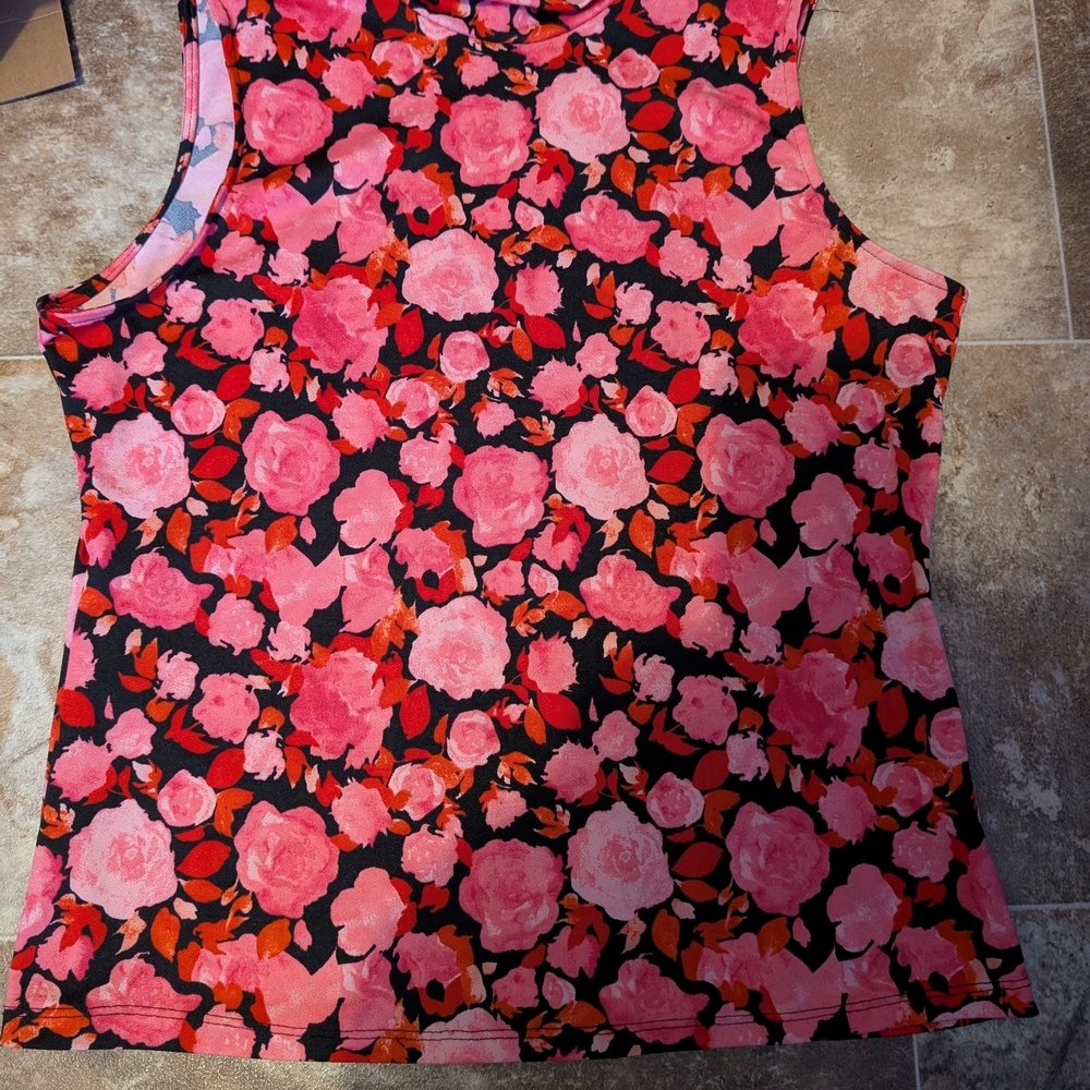 Jules & Leopold Pink and Black Floral Tank Top
